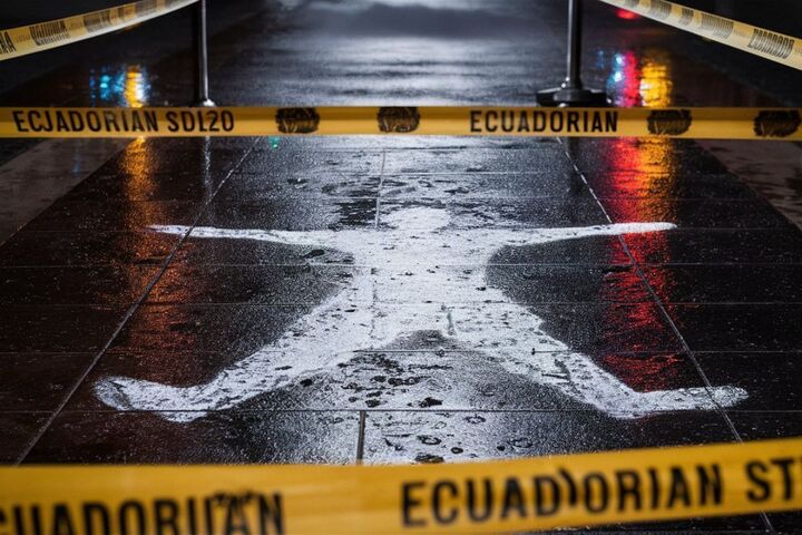 Imagen creada en Instagram con el prompt: Rastro de asesinato en el asfalto de una calle mojada.