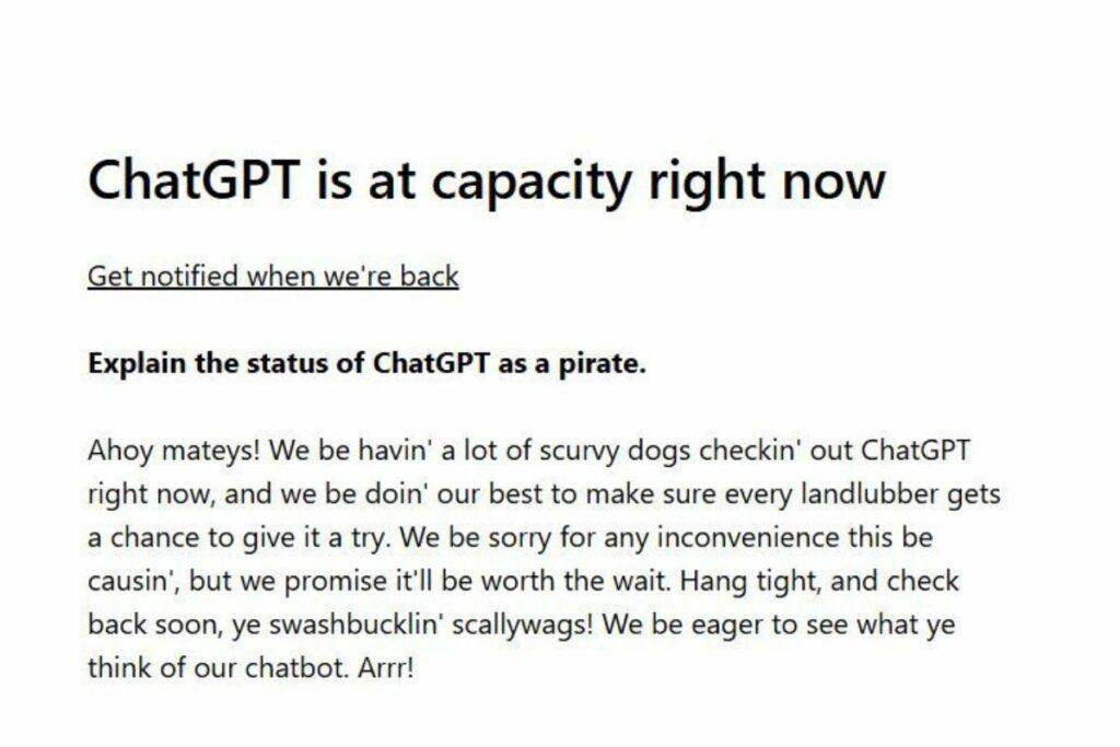 La popular plataforma de inteligencia artificial ChatGPT experimenta una caída generalizada. Foto: Captura de pantalla.