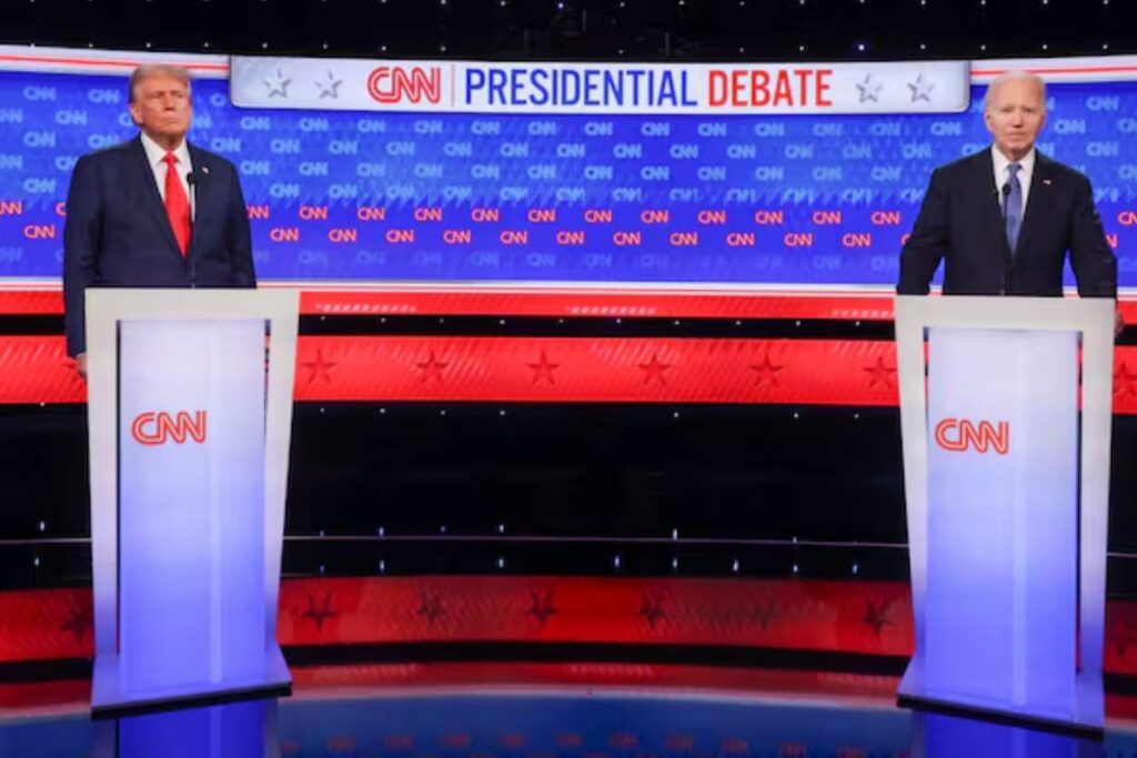 Donald Trump y Joe Biden durante el debate presidencial