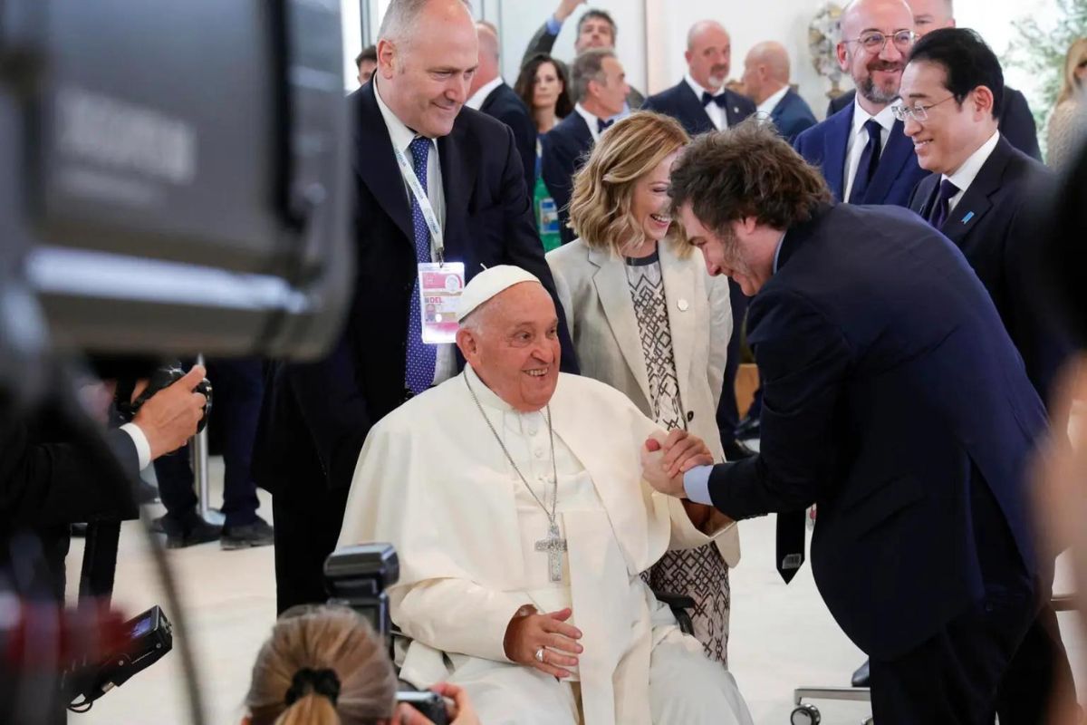 El Papa Francisco y el presidente argentino Javier Milei asisten a la 'Sesión VI: Inteligencia artificial.