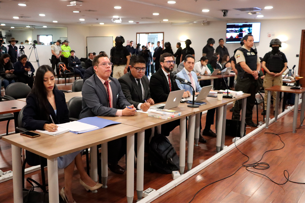 Primer día de la instalación de audiencia de juicio a procesados en el caso del asesinato de Fernando Villavicencio, en el Complejo Judicial Norte.